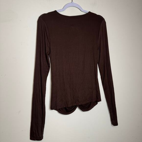 Laila Jayde Women’s Twist Front Long Sleeve Top Brown Pullover NWT Size 1 - Picture 5 of 9